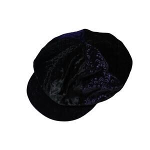Vintage Hatterdashery Seattle Floral Velvet Patchwork Newsboy Hat Whimsigoth 80s